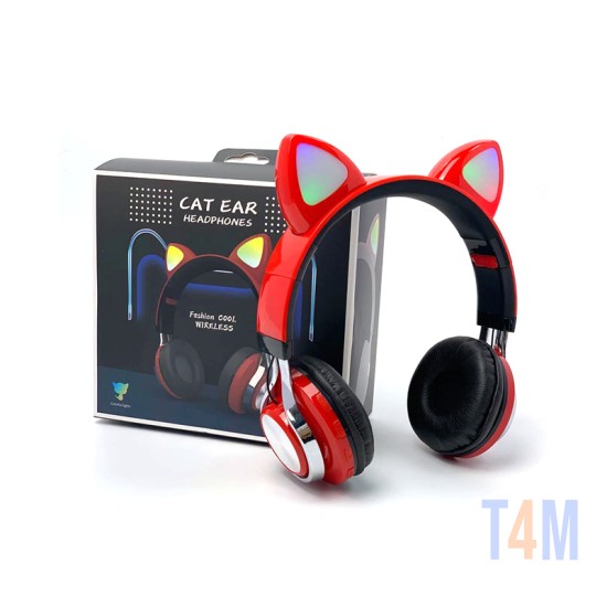CAT EAR STYLE WIRELESS BLUETOOTH HEADPHONE M-01 MP3/CELLPHONE/PC RED